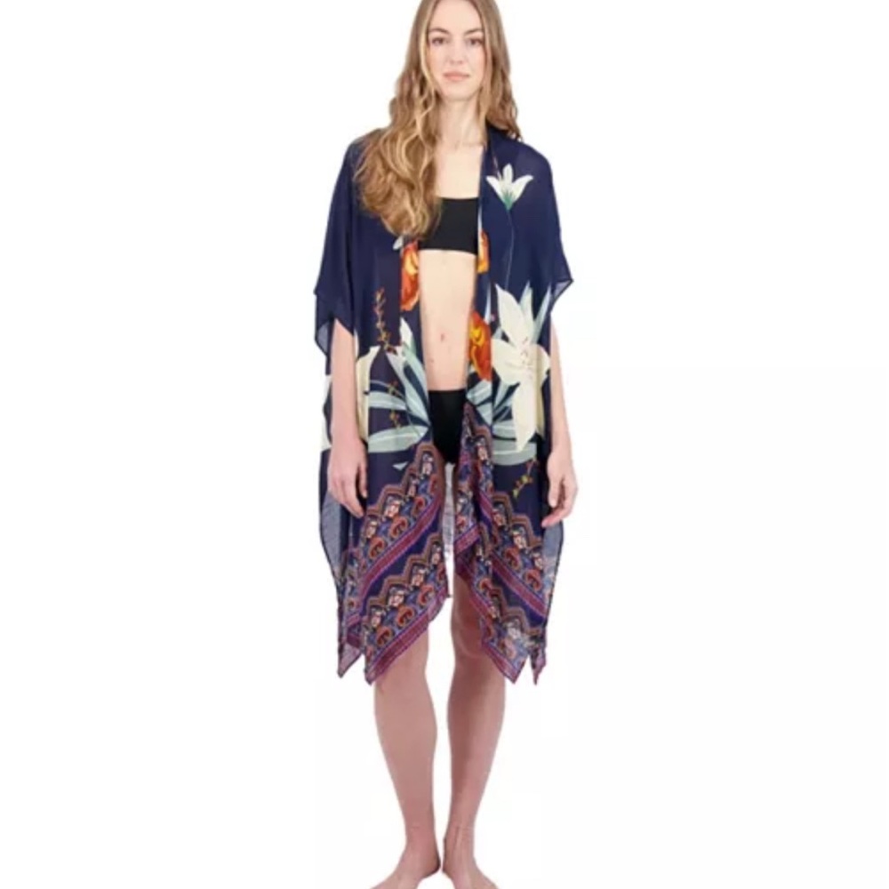 Tahari Beach Cover-up Tahari Kimono Cover-up Floral Cover-Up
